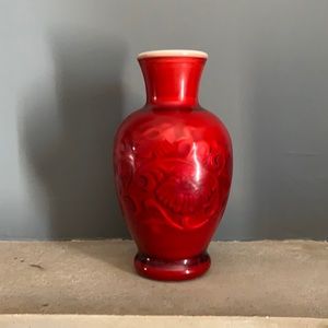 Rubber Glazed Red Small Vase